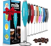 PowerLix Frullino Montalatte Elettrico per Cappuccino - Schiumatore Latte con Supporto in Acciaio Inossidabile, 15-20s, Potente 19000 giri/min, Frullino Manuale per Latte, Cappuccino, Caffè