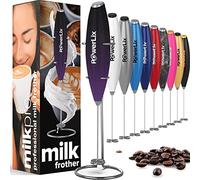 PowerLix Frullino Montalatte Elettrico per Cappuccino - Schiumatore Latte con Supporto in Acciaio Inossidabile, 15-20s, Potente 19000 giri/min, Frullino Manuale per Latte, Cappuccino, Caffè