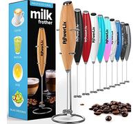 PowerLix Frullino Montalatte Elettrico per Cappuccino - Schiumatore Latte con Supporto in Acciaio Inossidabile, 15-20s, Potente 19000 giri/min, Frullino Manuale per Latte, Cappuccino, Caffè