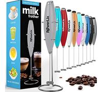 PowerLix Frullino Montalatte Elettrico per Cappuccino - Schiumatore Latte con Supporto in Acciaio Inossidabile, 15-20s, Potente 19000 giri/min, Frullino Manuale per Latte, Cappuccino, Caffè
