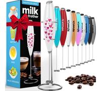 PowerLix Frullino Montalatte Elettrico per Cappuccino - Schiumatore Latte con Supporto in Acciaio Inossidabile, 15-20s, Potente 19000 giri/min, Frullino Manuale per Latte, Cappuccino, Caffè