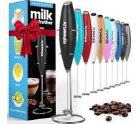 PowerLix Frullino Montalatte Elettrico per Cappuccino - Schiumatore Latte con Supporto in Acciaio Inossidabile, 15-20s, Potente 19000 giri/min, Frullino Manuale per Latte, Cappuccino, Caffè