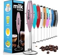 PowerLix Frullino Montalatte Elettrico per Cappuccino - Schiumatore Latte con Supporto in Acciaio Inossidabile, 15-20s, Potente 19000 giri/min, Frullino Manuale per Latte, Cappuccino, Caffè