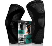 POWERLIX Supporto per Ginocchio da Uomo/Donna (1 paio), Ginocchiera, Fascia a Compressione, Supporto per Artrite, Dolore alle Articolazioni, Lesioni dei Legamenti, Nero, M