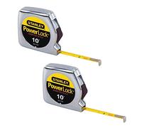 Powerlock Tape Rule, 1/4 in. x 10 ft, Plastic Case, Chrome (Pack of 2)