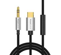 PowerLocus Cavo da USB C a jack audio AUX da 3,5 mm con microfono (1 m), compatibile con iPhone 15, placcato oro 24K, rete intrecciata per iPhone 15 Pro Max 15 Plus, iPad Pro, Samsung S24 S23 S22