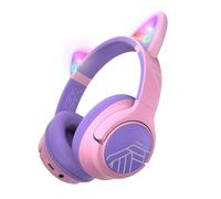 PowerLocus Cuffie Bluetooth per Bambini, Cuffie Wireless per Ragazzi, 74/85/94dB Limite di Volume, Luci a LED, Cuffie Over Ear Pieghevole Senza Fili con Microfono per iPad/Viaggio/Tablet/PC (Viola)