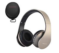 PowerLocus Cuffie Bluetooth Senza Fili Over-Ear Cuffie Stereo Pieghevoli Auricolari, Wireless Cuffie Riduzione del Rumore con Microfono per iPhone, Samsung, LG, iPad, PC, iPod - Oro