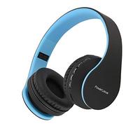 PowerLocus Cuffie Bluetooth Senza Fili - Over-Ear Cuffie Stereo Pieghevoli Auricolari, Wireless Cuffie Riduzione del Rumore con Microfono per iPhone, Samsung, LG, iPad, PC, iPod (Nero/Blu)