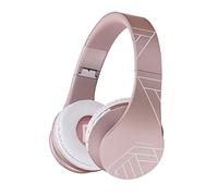PowerLocus Cuffie Bluetooth Senza Fili Over-Ear Cuffie Stereo Pieghevoli Auricolari, Wireless Cuffie Riduzione del Rumore con Microfono per iPhone, Samsung, LG, iPad, PC, iPod(Rose Gold PL Collezione)