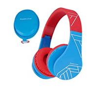 POWERLOCUS pwl-p1kids - 5.3, Microfono integrato, Limitatore volume 85 dB, Autonomia 20 ore CUFFIE BLUETOOTH, Blu, Rosso