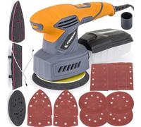 POWERMAT Levigatrice Orbitale 1200W Per Legno Levigatrice Rotorbitale 3 in 1 Multifunzione 125 mm Impugnatura Soft Grip Professionale Con Valigetta