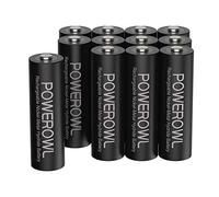 POWEROWL Batteria AA da 2800 mAh, ricaricabile, 12 pezzi (bassa autoscarica, 1200 cicli), 1,2 V, batterie AA NI-MH