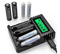 POWEROWL 4 Slot Caricabatterie Indipendente per AA AAA Ricaricabili Batteriei Ni-MH,Caricatore Ricarica Rapida USB +4 PCS AA Batterie 2800mAh+ 4 PCS AAA Batterie Ricaricabili 1000mAh
