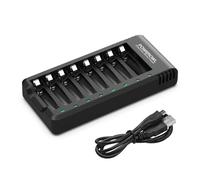 POWEROWL AA AAA Caricabatterie per Pile Ricaricabili 8 Slot Indipendente Ni-MH Ni-CD Ricaricabili Caricabatterie con Indicatore LED (Senza Adattatore)