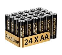 POWEROWL - Batterie AA Confezione da 24 - Alcaline 1,5 V - Batteria doppia A ad alta capacità e lunga durata, durata di conservazione di 10 anni