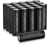 POWEROWL - Batterie AA da 2800 mAh, 20 batterie ricaricabili AA, batterie mignon, 1,2 V, tipo NI-MH, bassa autoscarica, con contenitore antipolvere