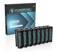 POWEROWL Batterie AA Litio - Confezione da 16, batterie doppia A da 1,5V, batterie al litio AA a lunga durata e ad alta capacità (non ricaricabili)