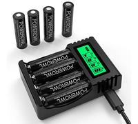POWEROWL - Batterie Ricaricabili AA con Caricabatterie Avanzato a Cella Singola(Ricarica Rapida USB), Pile Ricaricabili AA 2800mAh 1,2V NiMH 8 Conteggi