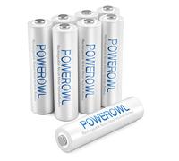 POWEROWL - Batterie Ricaricabili AAA con 1200 cicli,Ad Alta Capacità 1000mAh, Pile Ricaricabili AAA Ni-MH (Pre-carica, 8 Pezzi)