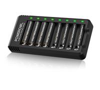 POWEROWL Batterie Ricaricabili Pro AA AAA con Caricabatterie 4 Batterie AA da