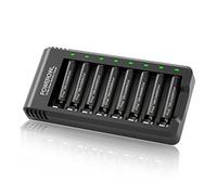 POWEROWL - Batterie Ricaricabili Pro AAA con Caricabatterie, Batterie Ni-MH Triple A - 8 pezzi