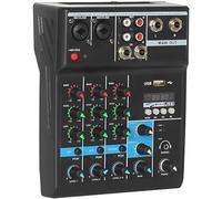 Powerpak F-4A - Console mixer audio professionale a 4 canali | Scheda audio digitale USB Bluetooth MP3, ingresso computer 48 V Phantom Power Stereo DJ Studio Streaming FX processore DSP a 16 bit