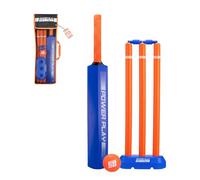 Powerplay - Set da cricket in plastica, misura 3, per bambini, con palla, paletti e mazza - Divertente set da cricket all'aperto