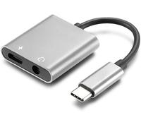 POWERQ Adattatore USB-C a Jack Cuffie 3.5 mm 2-in-1 AUX con Ricarica Rapida - Compatibile con Galaxy, Note e altri