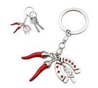 Powersell Portachiavi con Ciondoli Smaltati a Forma di Corno Portafortuna Scaramantico - Cornetto Napoletano Uomo o Donna, Scaramanzia - Cornicello Amuleto Peperoncino Napoli (FERRO DI CAVALLO)