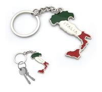 Powersell Portachiavi Tascabile con Anello Porta Chiavi Bandiera Nazionale Italiana Italia in Metallo, Accessorio per Uomo e Donna, Idea Regalo (ITALIA)