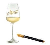 Powersell srls Pennarello per Bicchieri da Vino Oro/Argento Metallizzato Acrilico per Dipingere Sassi, Legno, Vetro, Ceramica, Tela, Tessuti, Cene, Feste, Compleanni, Natale (ORO)
