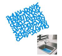 Powersell Tappetino per Lavello Cucina 32x25 cm, Tappeto Protettivo con Lettere per Lavandino in Gomma Antimuffa, Antiscivolo, Resistente, Facile da Pulire, AntiGraffio, Antiurto (Azzurro)