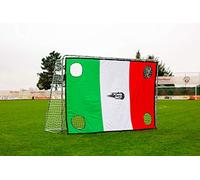 POWERSHOT Porta da Calcio 3 m x 2 m in Acciaio - Alta Resistenza! può Essere installato Tutto L'Anno sul Vostro Campo! Perfetto da Usare nel Vostro Giardino! (con Muro di tiro Bandiera Italiana)