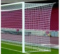 POWERSHOT Rete da Calcio a 11 Regolamentare 7,50 x 2,50 m, Anti-UV e Interamente Rinforzata sul Perimetro (Bianco)