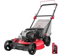PowerSmart B8621P - Tosaerba a spinta a gas 3 in 1, motore B&S da 140 cc con raffreddamento ad aria forzata, 6 livelli di altezza, ponte in acciaio resistente, pacciamatura, sacco posteriore e scarico