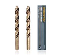 POWERTEC 1/2" Cobalt Drill Bits - 2 Pack - 6" Length - M35 HSS Jobber Length Twist Bits with 135° Tip for Drilling Wood, Metal, Stainless Steel, Nickel Alloy, Cast Iron & Plastic (QDB2012)