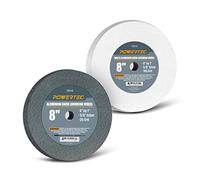 POWERTEC 15527 Mola in ossido di alluminio, 8" x 1" con 5/8" pergolato, grana 36 e grana bianca 100, 2 PK