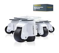 POWERTEC 17300 - Set di 4 rotelle di livellamento da 5,1 cm, resistenti, con manici regolabili a cricchetto, ruote retrattili e girevoli, 4 pezzi