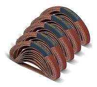 POWERTEC 40182-1 1/2 x 45,7 cm nastri abrasivi | Assortimento di nastri abrasivi in ossido di alluminio, 10 pezzi per ogni grana 40 80 120 180 240 | Carta vetrata di alta qualità per levigatrice a