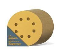 POWERTEC 44201XG-100 - Disco abrasivo a 8 fori, 100, 120, 150, 220, oro, 100, 100, 120, 150, 220, oro, confezione da 100, 15,2 cm X