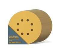 POWERTEC 44215G-50-P2, 15,2 x 8 fori, grana 150, disco abrasivo Hook & Loop, 100 pezzi, oro