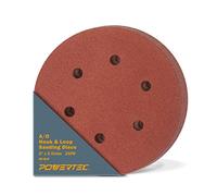 Powertec 45208 a/o Hook and loop 6 hole Disc, 15,2 cm, grana 80, 25 PK