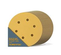 POWERTEC 45232G-50-P2 - Dischi abrasivi con gancio e anello a 6 fori, grana 320, colore: oro, confezione da 100