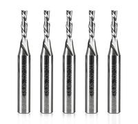 POWERTEC 5 punte per fresa a spirale in carburo massiccio da 1/8", gambo da 1/4", diametro di taglio 1/8" e lunghezza di taglio da 1/2", punte per lavorazione del legno per uso su utensili CNC e