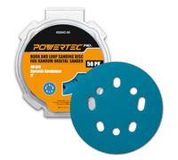 POWERTEC 50 dischi abrasivi con gancio e anello, grana 40, per levigatrice orbitale in ceramica, per levigatrici orbitali casuali da 5 e 8 fori, per automobili, vernici, metallo, lavorazione del legno