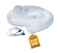 POWERTEC 70241V 2-1/2 "x 10 'PVC tubo di raccolta della polvere con 2 fascette stringitubo in acciaio inox per la lavorazione del legno e negozio vuoto, 2-1/2 pollici tubo collettore di polveri per