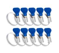 POWERTEC 70247-P2 1-1/2 Inch Key Hose Clamps, Adjustable Stainless Steel Thumb Screw Hose Clamps for Dust Collection, PVC Tubing, Pipe Clamp, Worm Gear Clamp, 10 pack