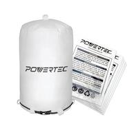 POWERTEC 70428 - Set di sacchetti e morsetti per raccogliere la polvere, 53,3 x 78,7 x 78,7 cm x 1 micron, con morsetto a fascia da 40,5 cm e 5 sacchetti di raccolta polvere in plastica trasparente,