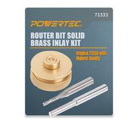 POWERTEC 71333 - Kit di punte per fresa in ottone massiccio, per modelli da 1/4 per routing ad alto numero di giri, include punta per fresa in carburo da 1/8 + gambo da 1/4, boccola universale, dado